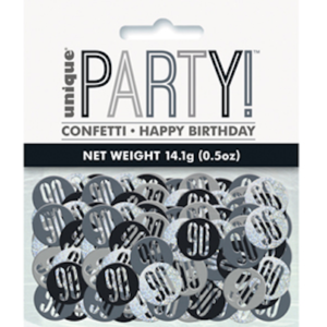 Unique Age 90 Black Glitz Table Confetti 14g