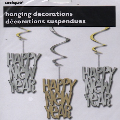 Unique Happy New Year Hanging Decorations 3ct