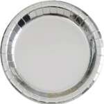 Unique Metallic Silver Paper Plates 8ct