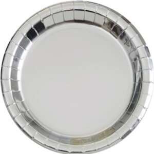 Unique Metallic Silver Paper Plates 8ct