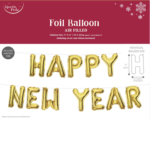 North Pole 14" Happy New Year Gold Balloon Banner Kit
