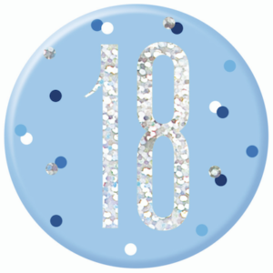 Unique Age 18 Blue Glitz Medium Badge