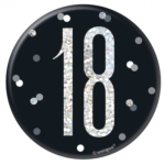 Unique Age 18 Black Glitz Medium Badge