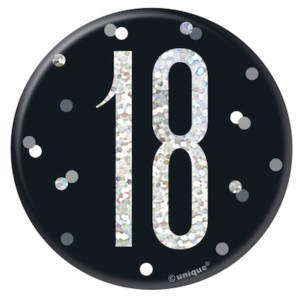 Unique Age 18 Black Glitz Medium Badge