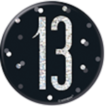 Unique Age 13 Black Glitz Medium Badge