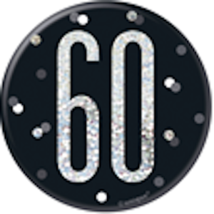 Unique Age 60 Black Glitz Medium Badge