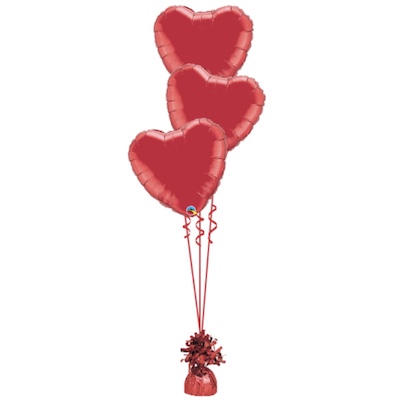 3 Tier Foil Red Heart Balloon Bouquet