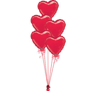 5 Tier Foil Red Heart Balloon Bouquet