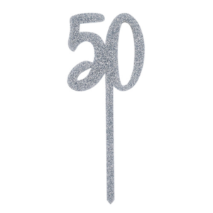 Hootyballoo Age 50 Silver Cake Topper