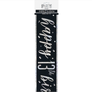 Unique Age 13 Black Glitz Banner 2.74m