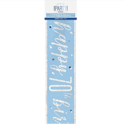 Unique Age 70 Blue Glitz Banner 2.74m