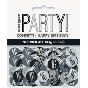 Unique Age 16 Black Glitz Table Confetti 14.1g