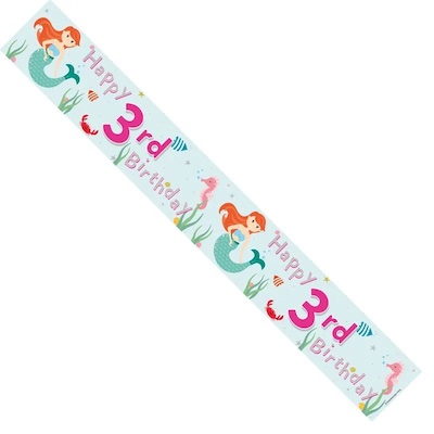 APAC Age 3 Mermaid Birthday Banner 2.6m