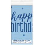 Unique Blue Glitz Birthday Tablecover 1.37m x 2.13m