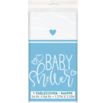 Unique Blue Hearts Baby Shower Table Cover 1.37m x 2.13m
