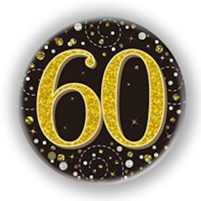 Oaktree Age 60 Black Gold Fizz 3" Badge