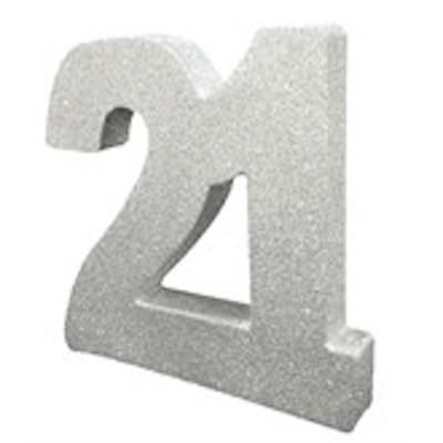 Creative Party Silver 21 Glitter Table Decoration