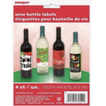 Unique Xmas Wine Bottle Labels 4ct