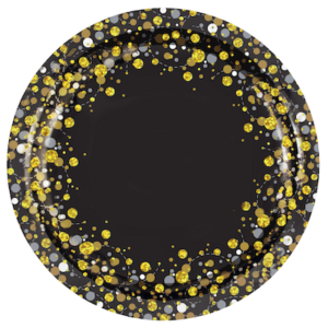 Oaktree Black Gold Fizz Paper Plates 8ct