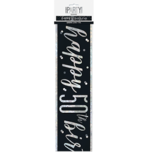 Unique Age 50 Black Glitz Banner 2.74m