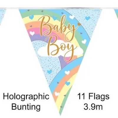 Oaktree Pastel Rainbow Baby Boy Bunting 3.9m