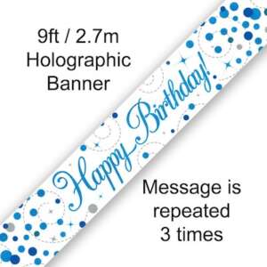 Oaktree Happy Birthday Blue Fizz Banner 2.7m