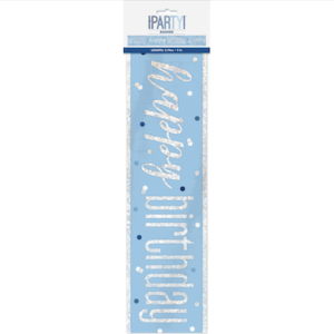 Unique Happy Birthday Blue Glitz Banner 2.74m