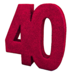Age 40 Red Glitter Table Decoration