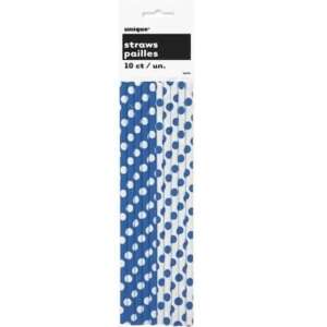 Unique Blue Polka Paper Straws 10ct