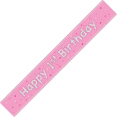 Unique Age 1 Pink Glitz Banner 2.74m