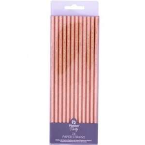ROSE GOLD PAPER STRAWS 19CM 24CT