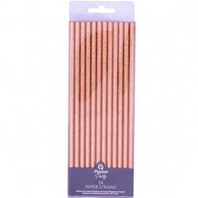 ROSE GOLD PAPER STRAWS 19CM 24CT