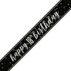 Unique Age 18 Black Glitz Banner 2.74m