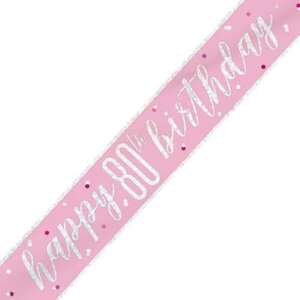 Unique Age 80 Pink Glitz Banner 2.74m