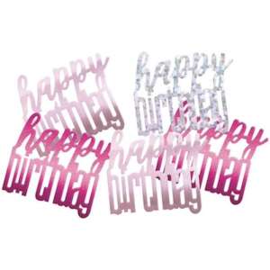 Unique Pink Glitz Birthday Table Confetti 14.1g
