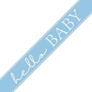 Unique Blue Hello Baby Foil Banner 2.74m