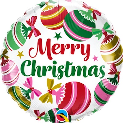 QUALATEX 18" RND CHRISTMAS ORNAMENTS & STARS