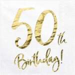 PartyDeco Age 50 Gold Foil 3 Ply Napkins 20ct