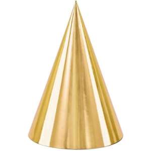 PartyDeco Plain Gold Party Hats 6ct