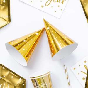 PartyDeco Gold Star Party Hats 6ct