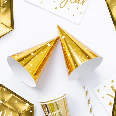 PartyDeco Gold Star Party Hats 6ct