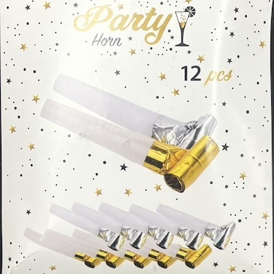 Gold & Silver Party Horns 12ct