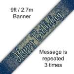 Oaktree Navy Gold Glitter Birthday Banner 2.7m