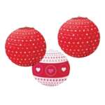 Amscan Red Love Heart 9.5" Paper Lanterns 3ct