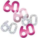 Unique Age 60 Pink Glitz Table Confetti 14.1g