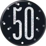 Unique Age 50 Black Glitz Medium Badge