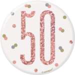 Unique Age 50 Rose Gold Glitz Medium Badge