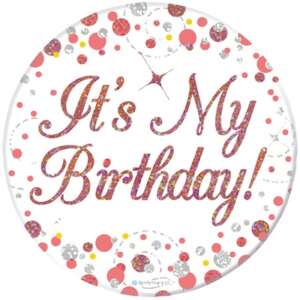 Oaktree Rose Gold Fizz Birthday Medium Badge