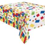 Unique Block Party Birthday Plastic Tablecover 1.37m x 2.13m