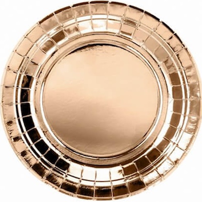 PartyDeco 9" Rose Gold Paper Plates 6ct